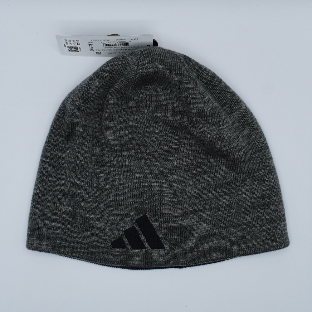 Adidas Reversible Skully Beanie Knit Hat Cap Gray Grey JL1119 NWT NEW Unisex